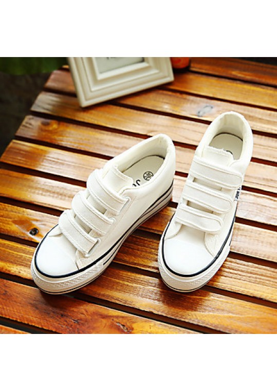 Women's Sneakers/ Comfort/Flats Canvas Athletic/Casual Flat Heel Lace-up Black/Blue/White Walking