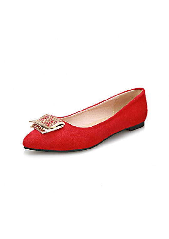 Women's Shoes Fleece Summer/ Pointed Toe Flats Office & Career / Casual Flat Heel Sparkling Glitter Black / Blue / Red