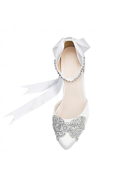 Women's Heels Spring / Summer / Fall / Winter Heels Satin Wedding / Dress / Party & Evening Stiletto Heel Rhinestone / BowknotIvory /
