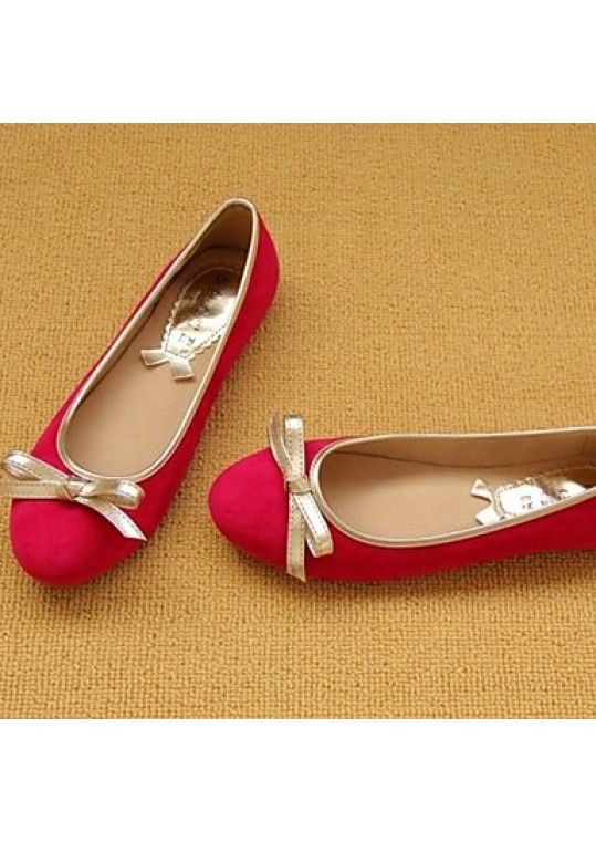 Women's Spring / Summer / Fall Round Toe Suede Casual Flat Heel Bowknot Black / Blue / Brown / Yellow / Red / Beige