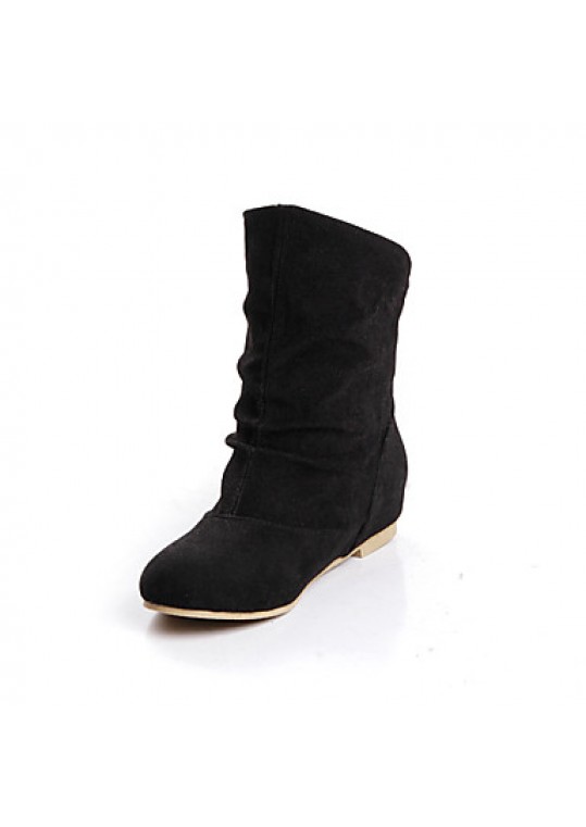 Women's Shoes Flat Heel Fashion Boots/Round Toe Boots Casual Black/Brown/Yellow/Red/Gray