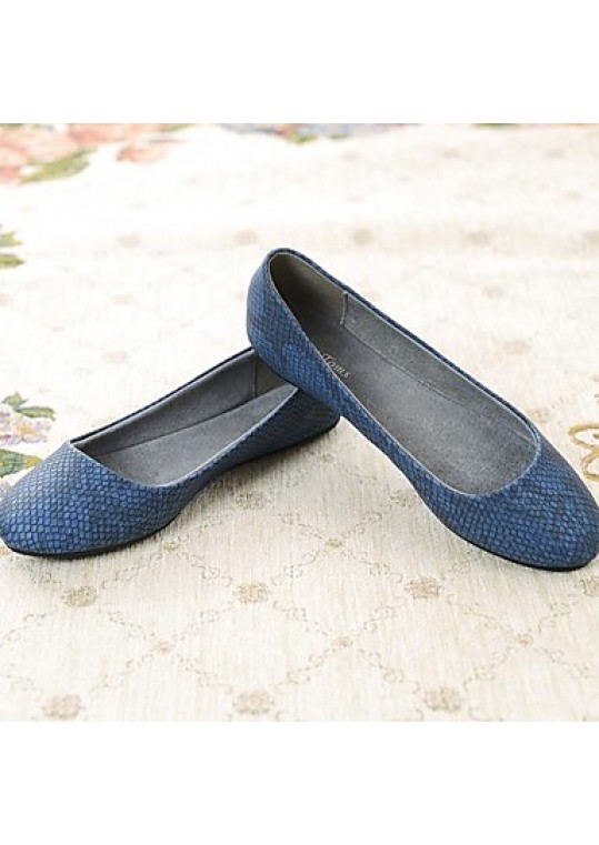 Women's Spring / Fall Round Toe / Closed Toe Faux Fur Office & Career / Dress / Casual Flat Heel Black / Blue / Brown